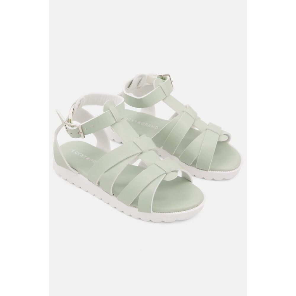 NEW Lucky Brand Kids Girl Adjustable Buckle Sandals, Sage/White - Size 3Youth